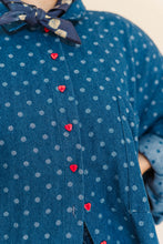 Polka Dot Denim Soft Volume Shirt Dress