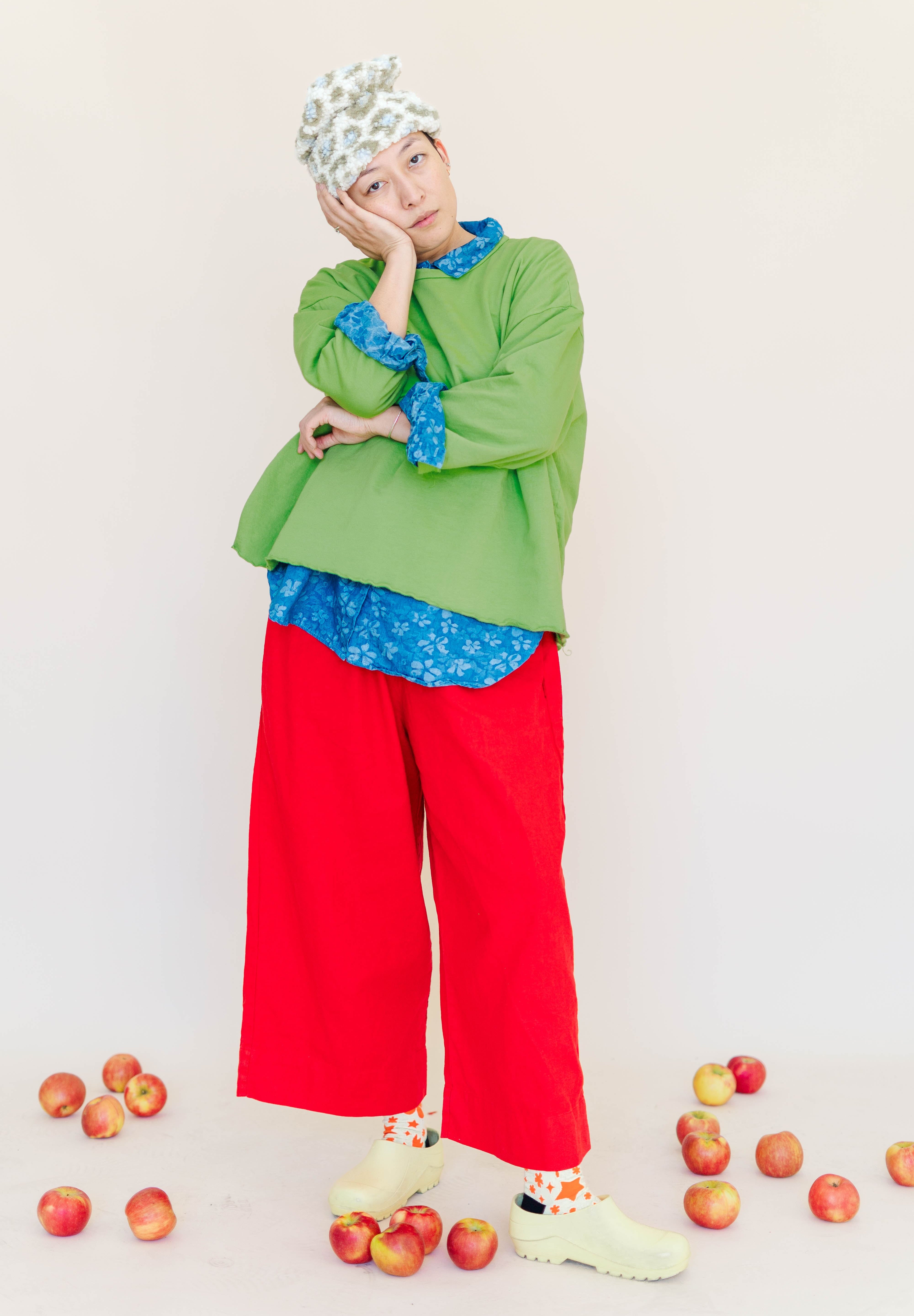 CHERRY LINEN MID EASY PANT
