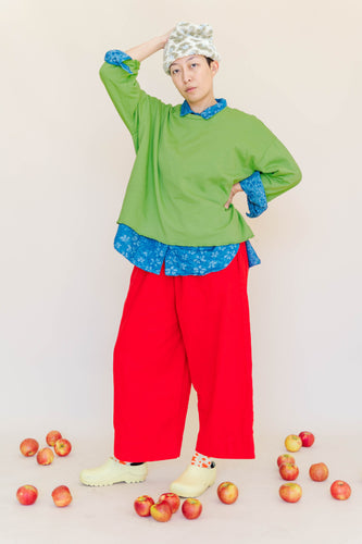 Cherry Linen Mid Easy Pant