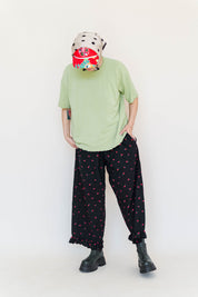 BLACK CHERRY COTTON RUFFLE PANT
