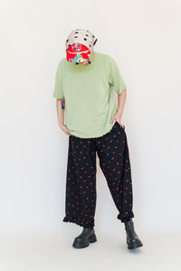 Black Cherry Cotton Ruffle Pants