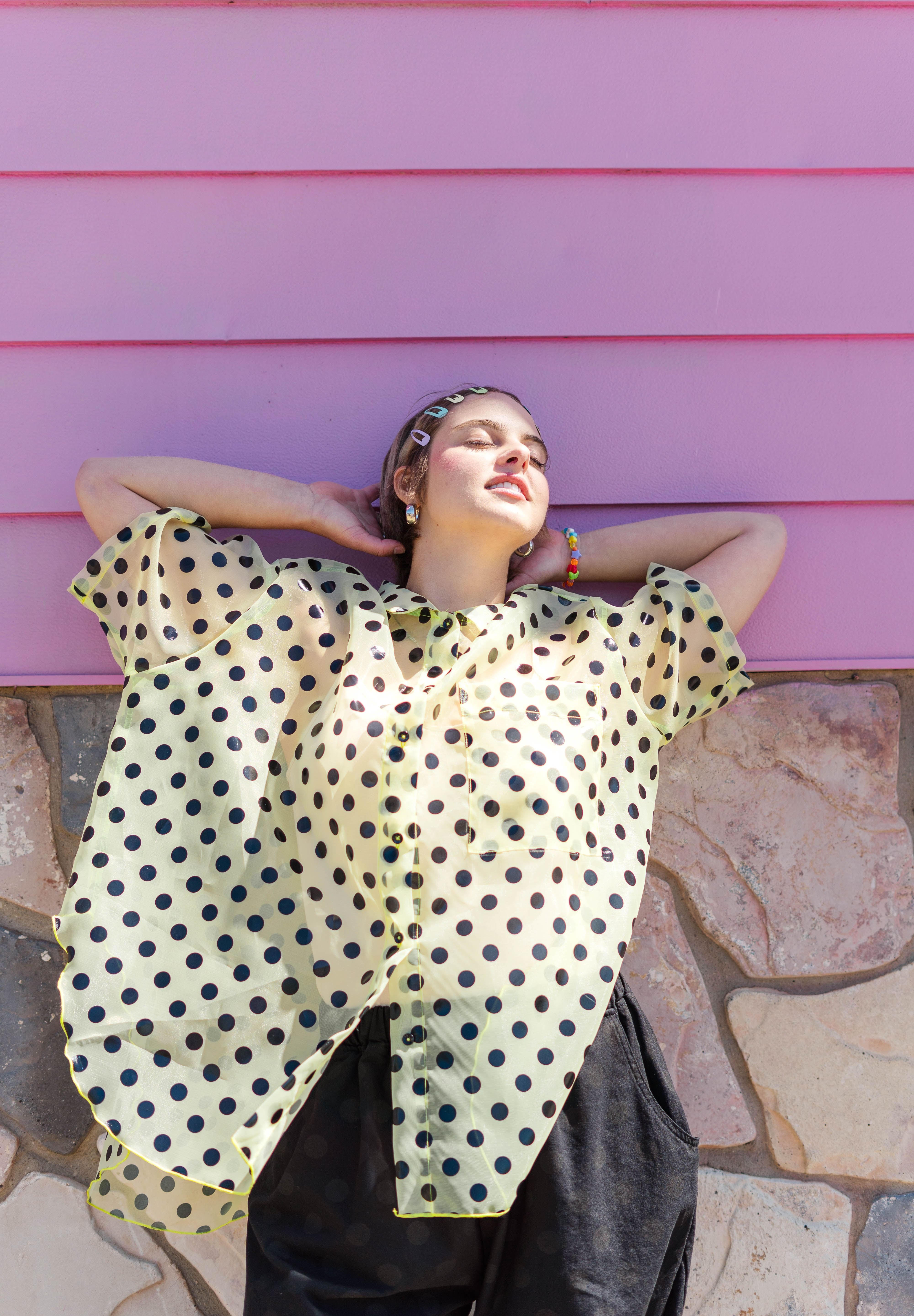 Sheer Daffodil Polka Dot Tulip Top