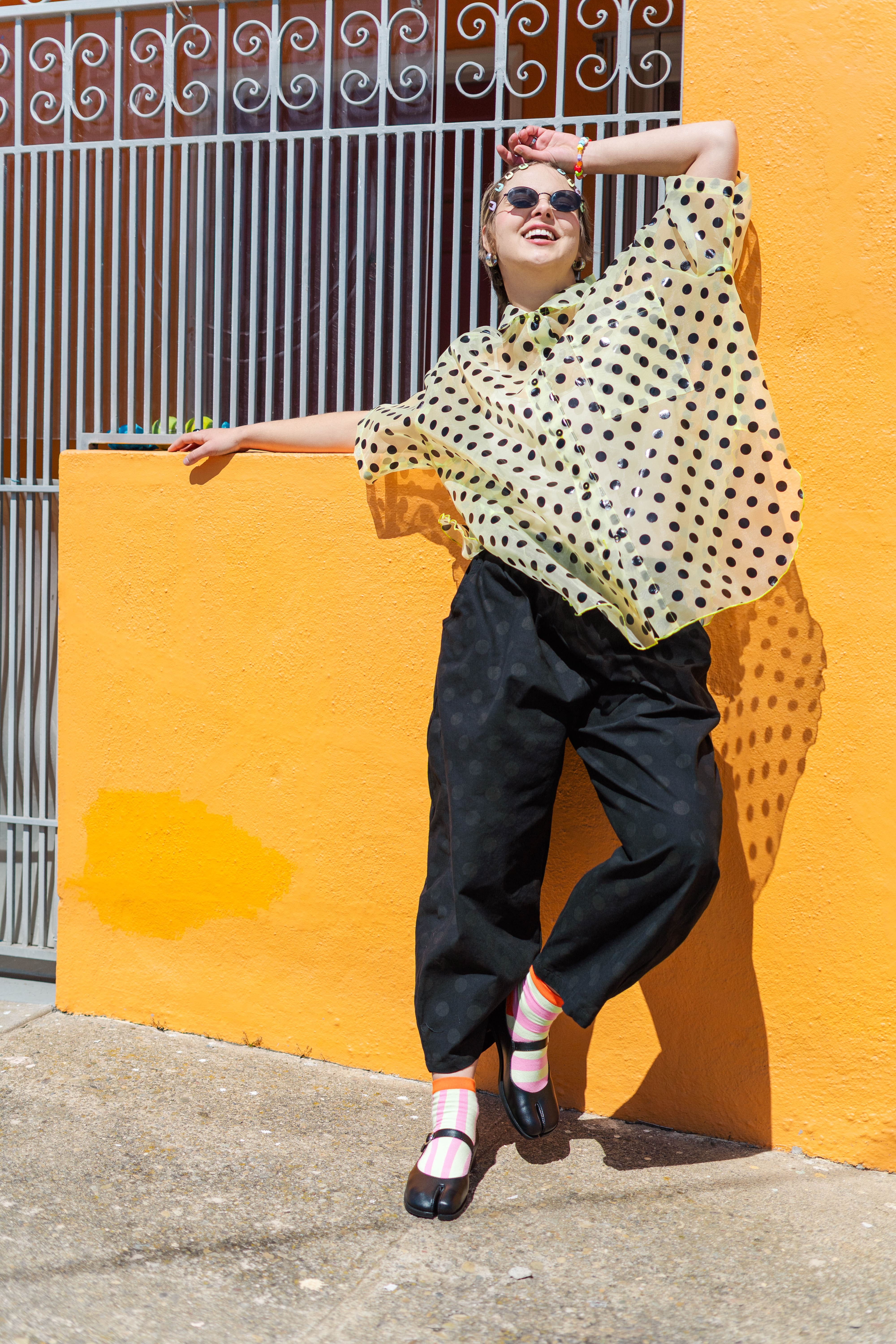 トップス dot-motif shirt SHEER DAFFODIL POLKA DOT TULIP TOP – Nettle Studios