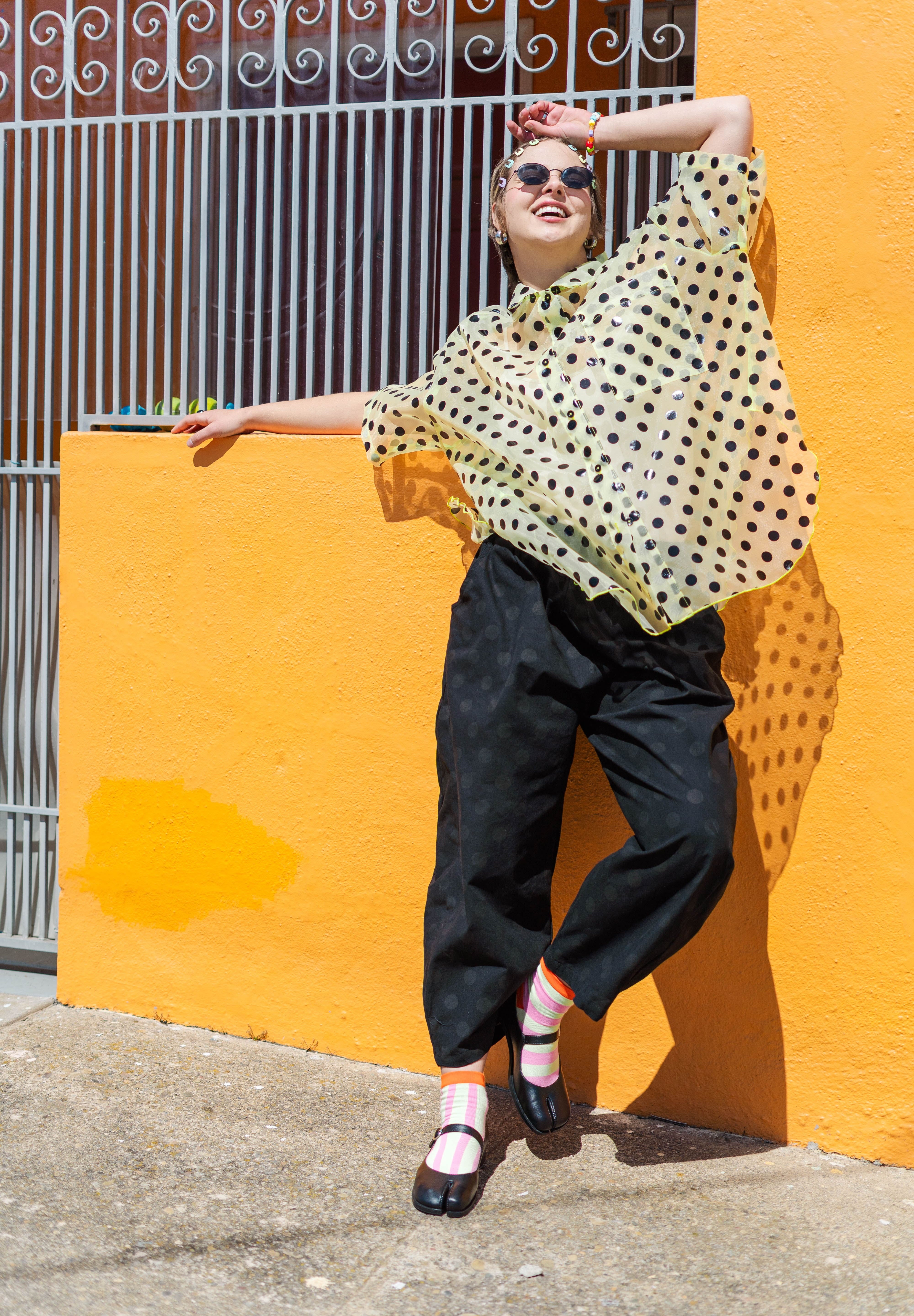 Sheer Daffodil Polka Dot Tulip Top