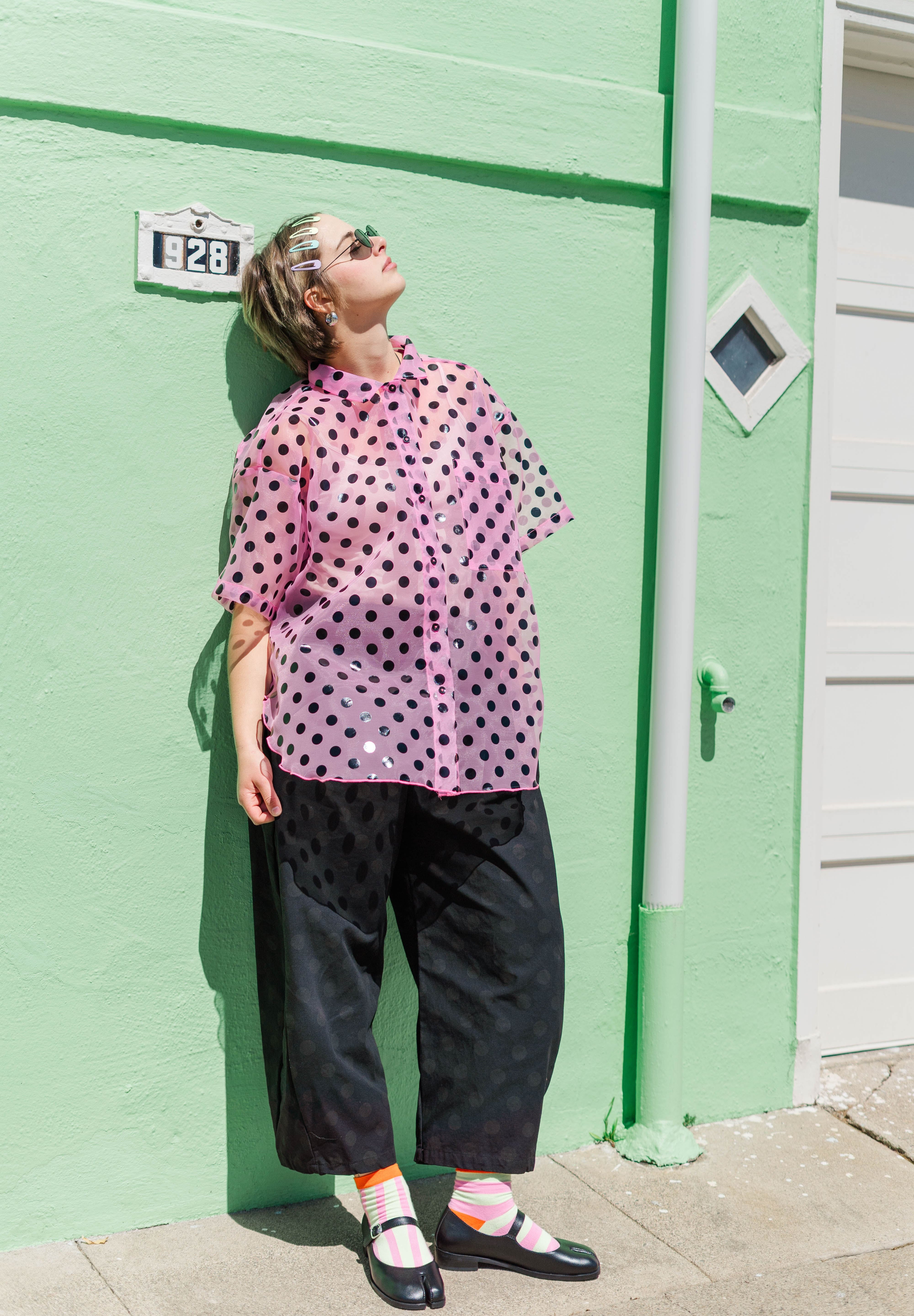 Sheer Sk8r Grl Polka Dot Tulip Top
