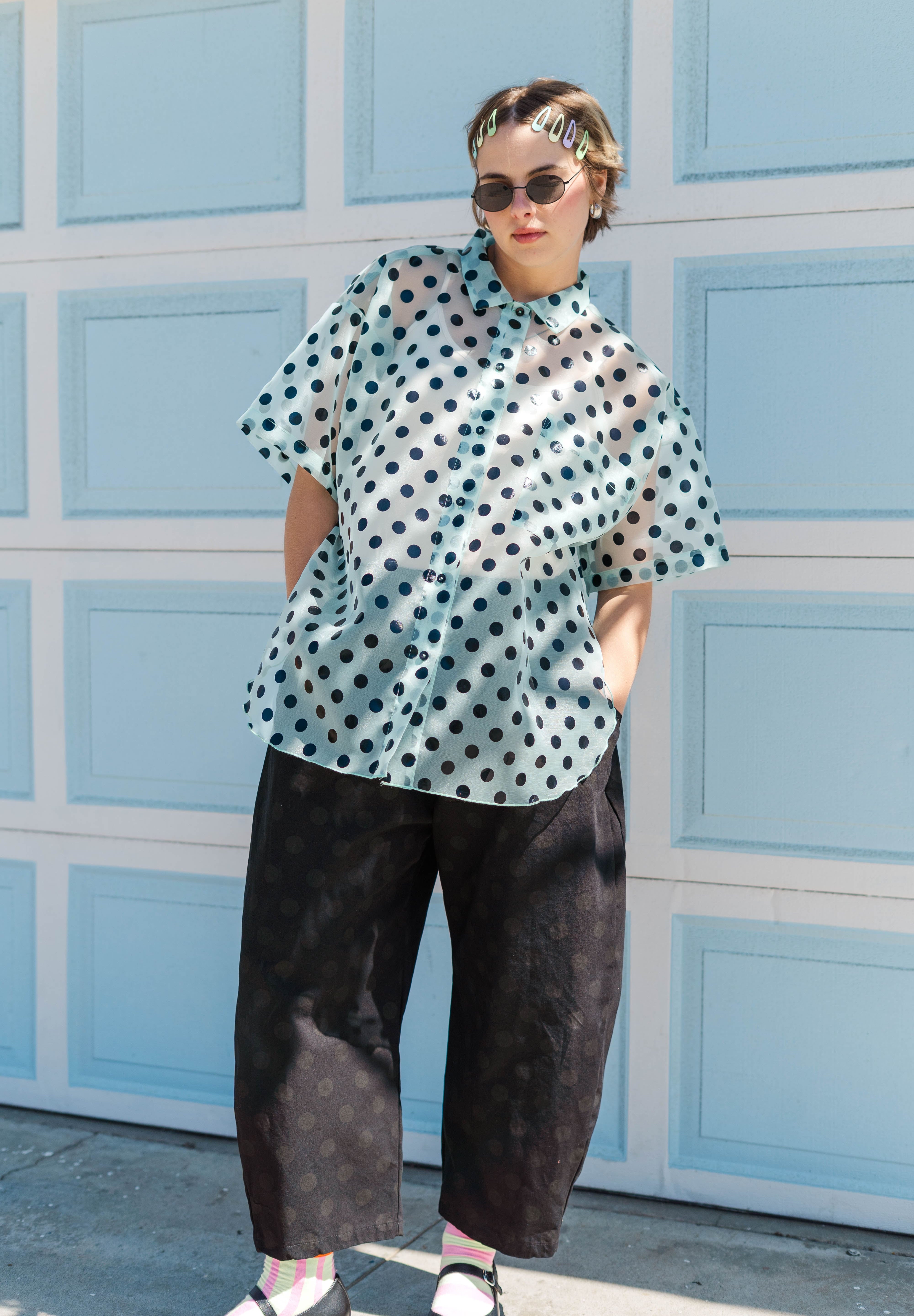 Sheer Mint Chocolate Chip Polka Dot Tulip Top