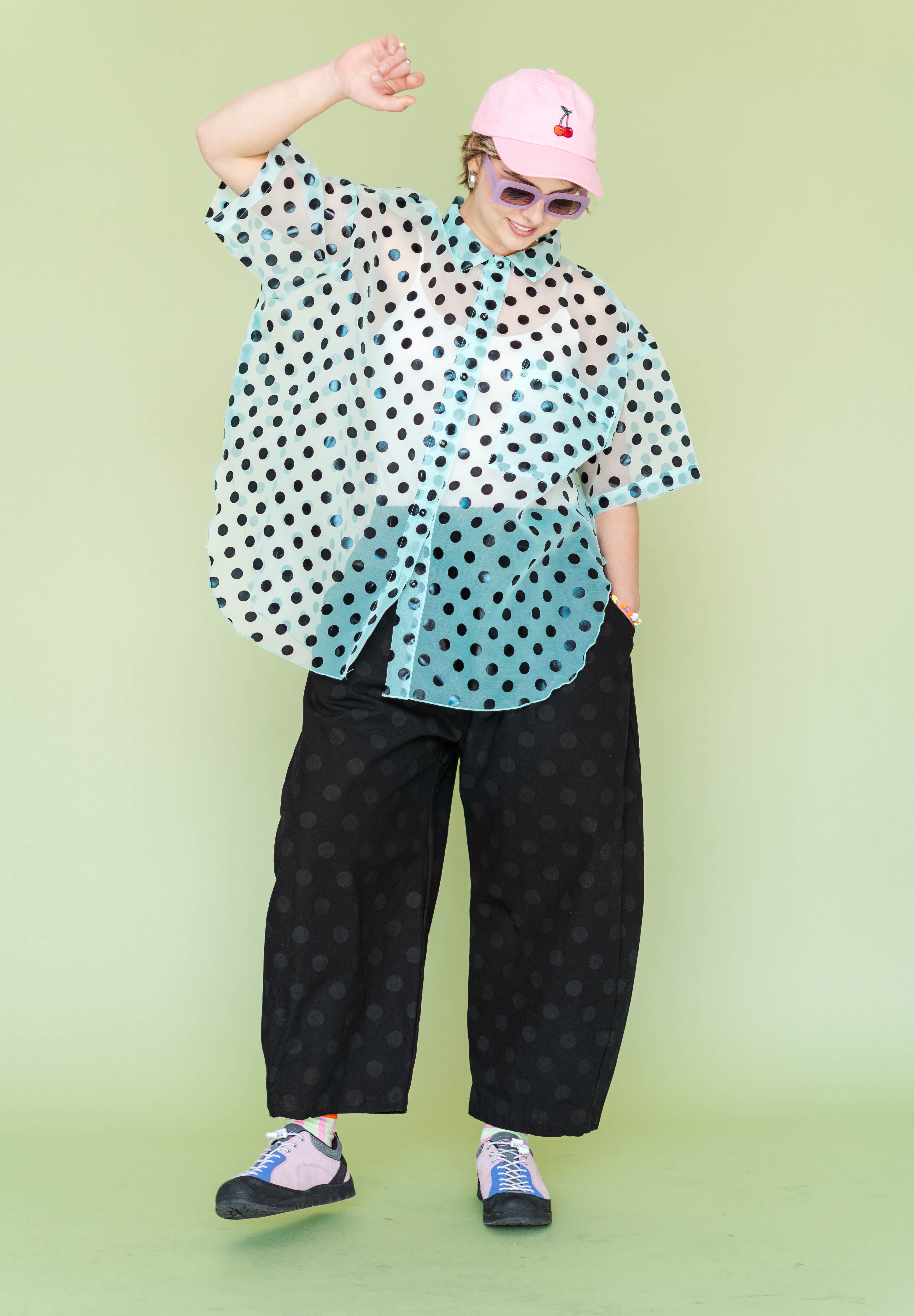Sheer Mint Chocolate Chip Polka Dot Tulip Top