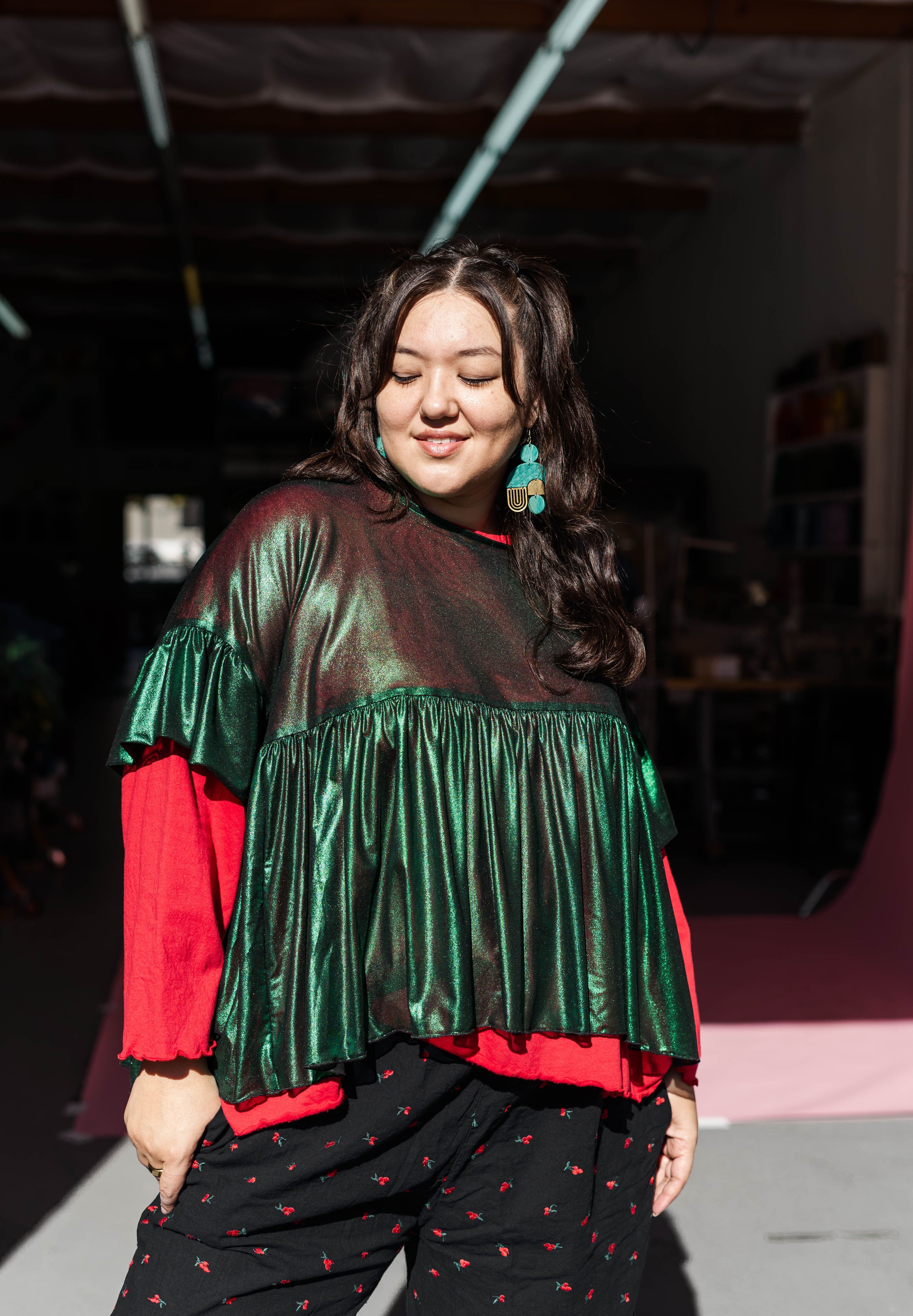 Green Tinsel Mushroom Top