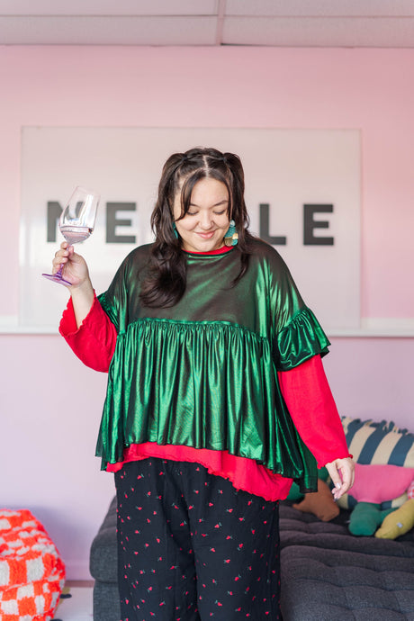 Green Tinsel Mushroom Top