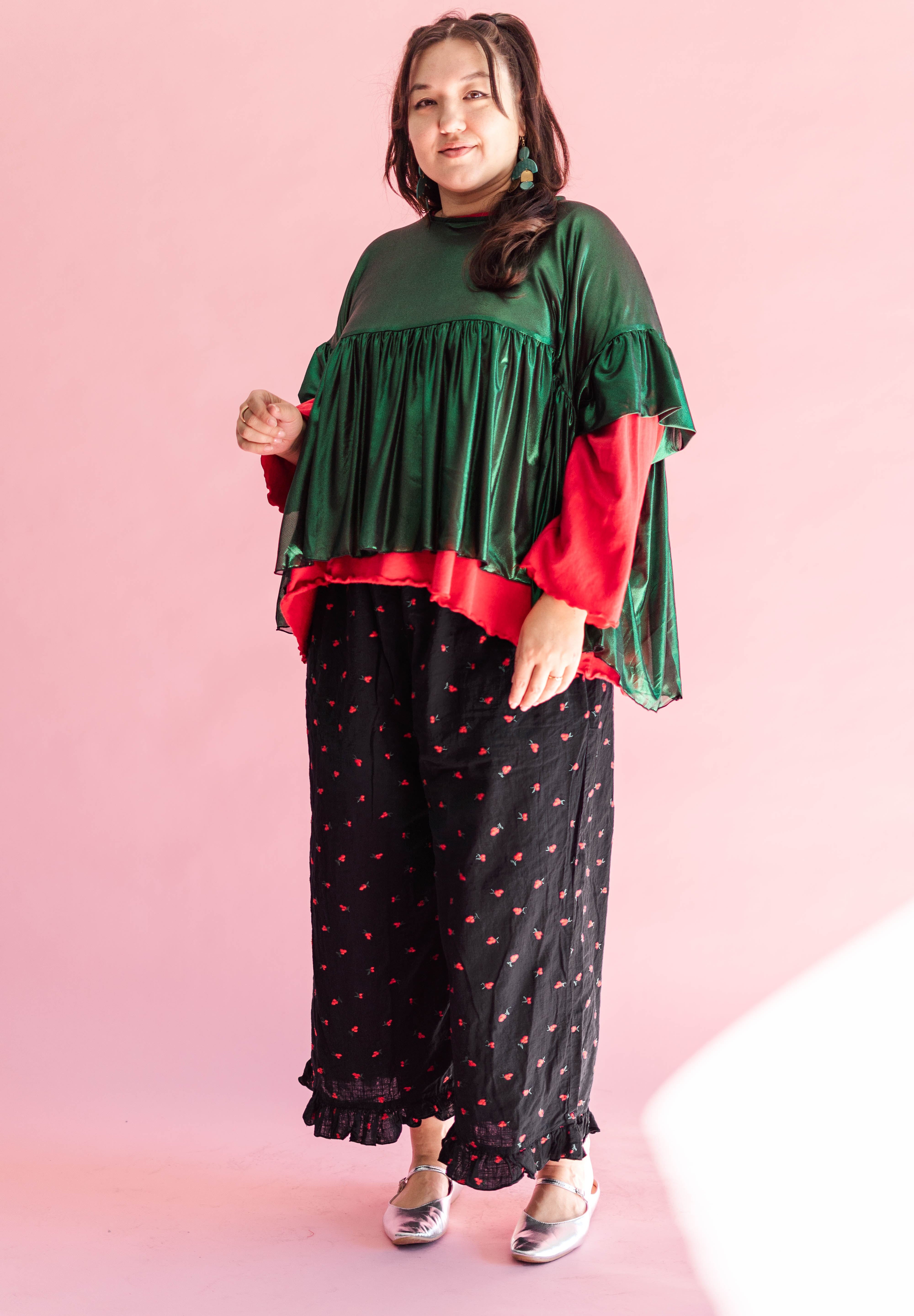 Green Tinsel Mushroom Top
