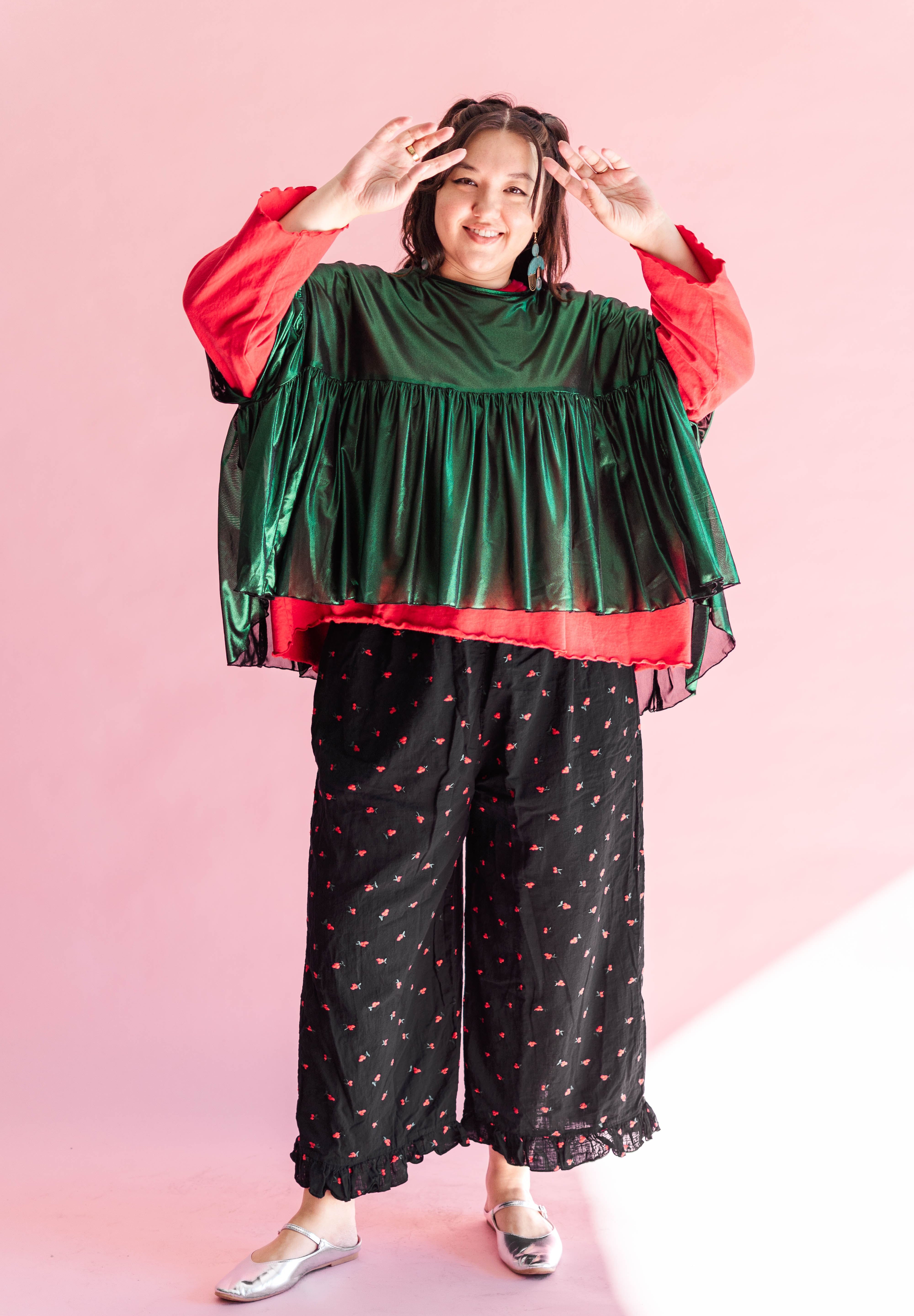 Green Tinsel Mushroom Top