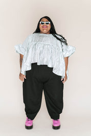 Black Twill Barrel Pant