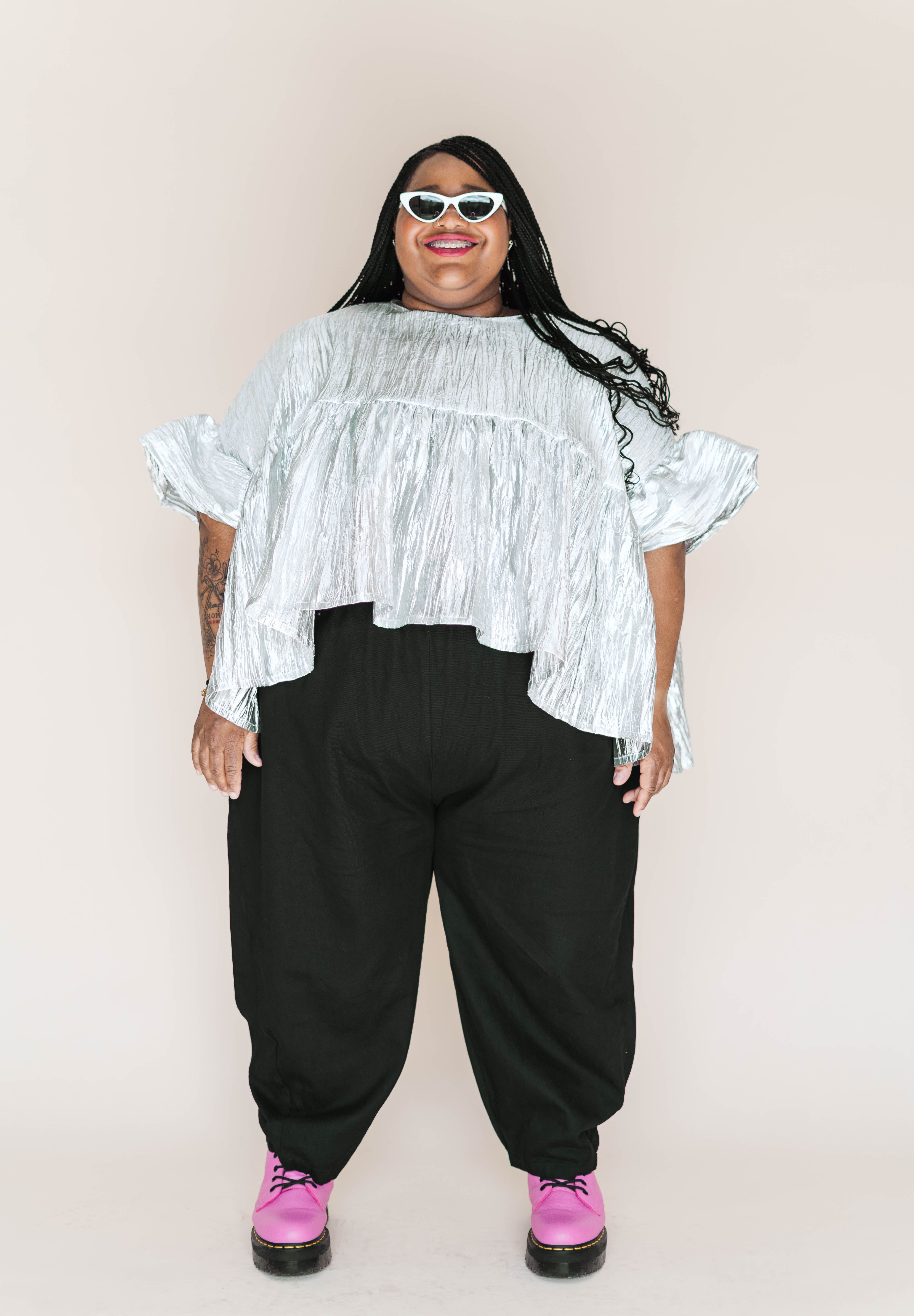 Black Twill Barrel Pant