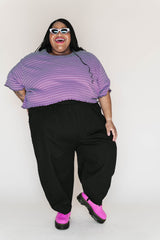 BLACK TWILL BARREL PANT