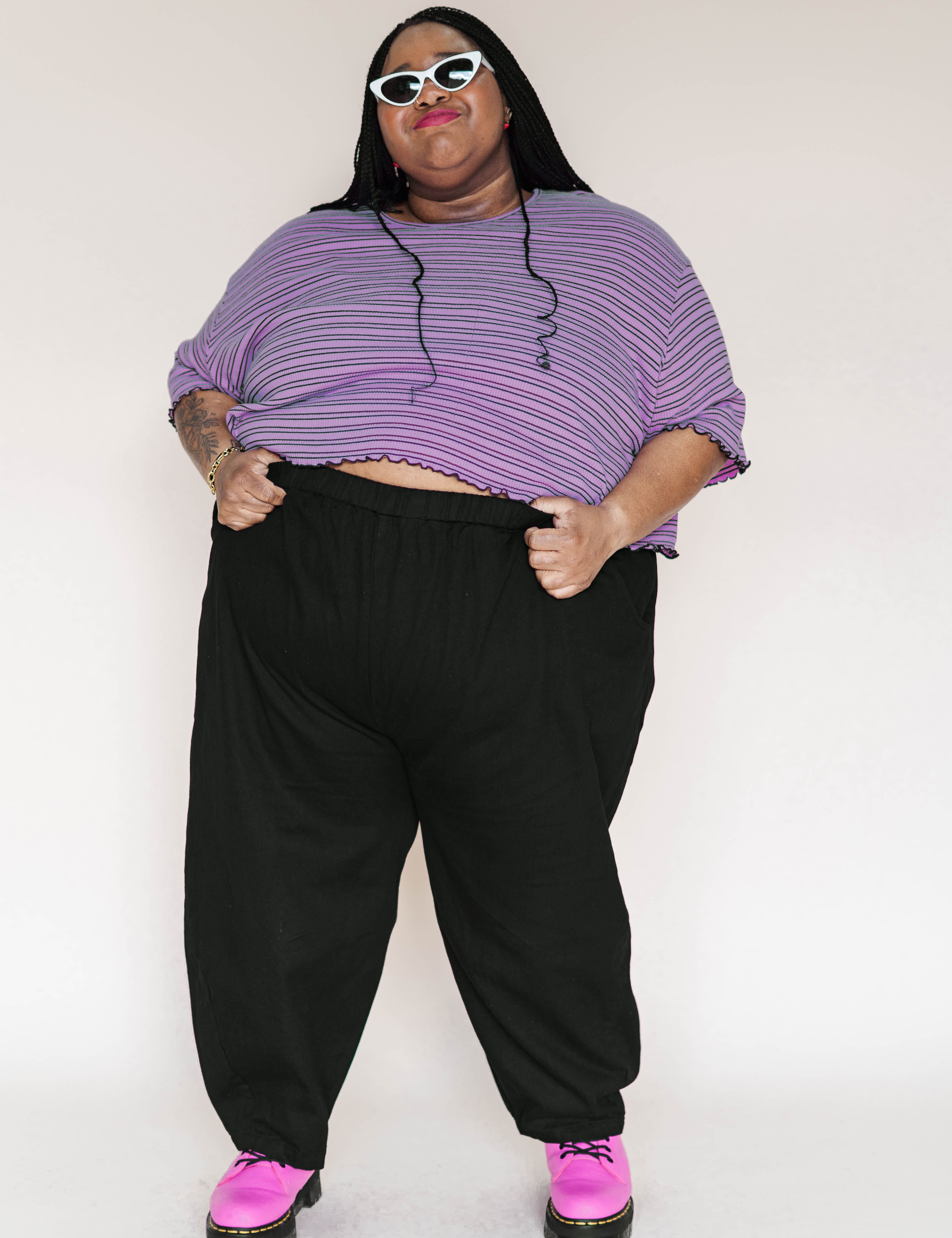 Black Twill Barrel Pant