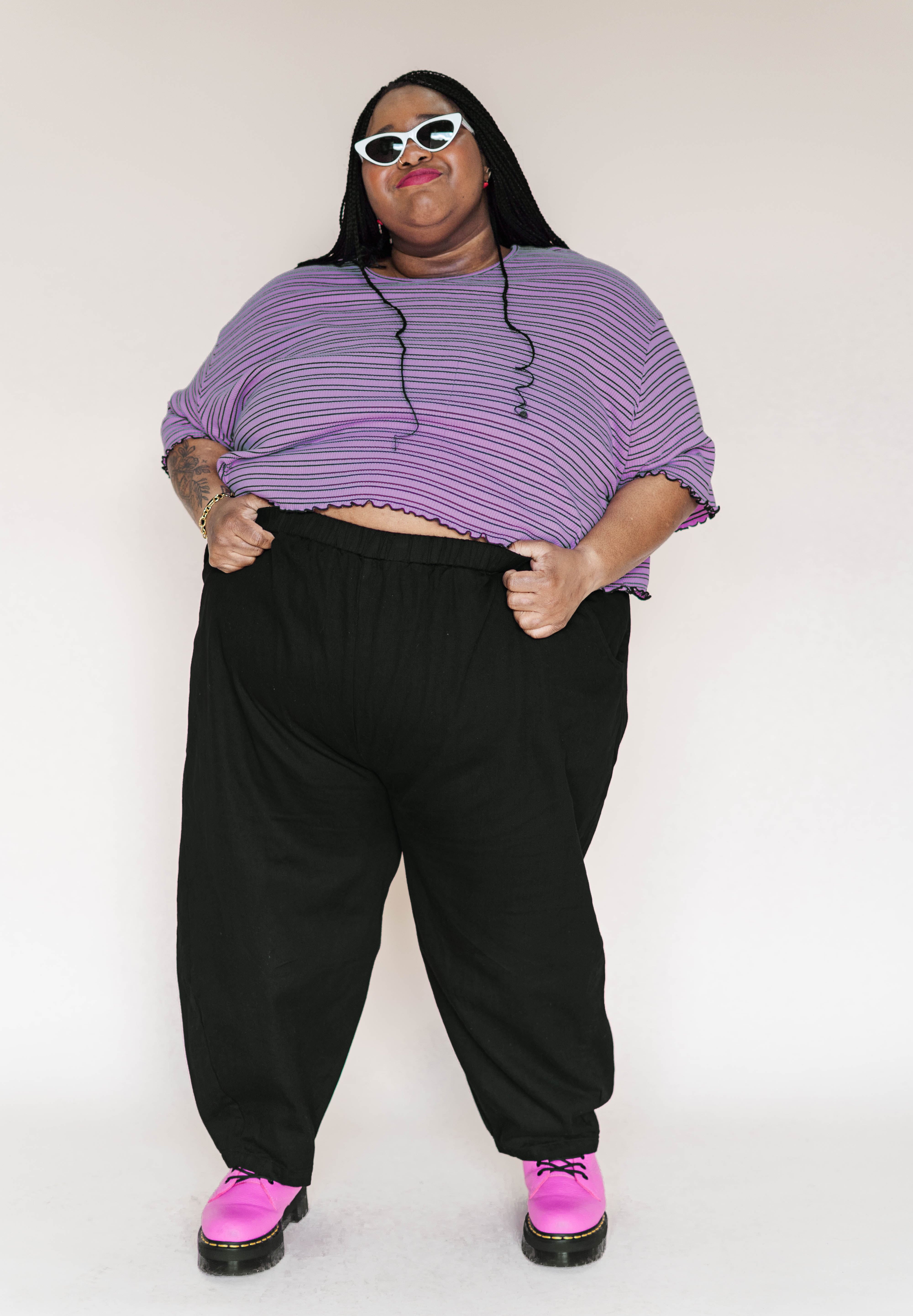 Black Twill Barrel Pant