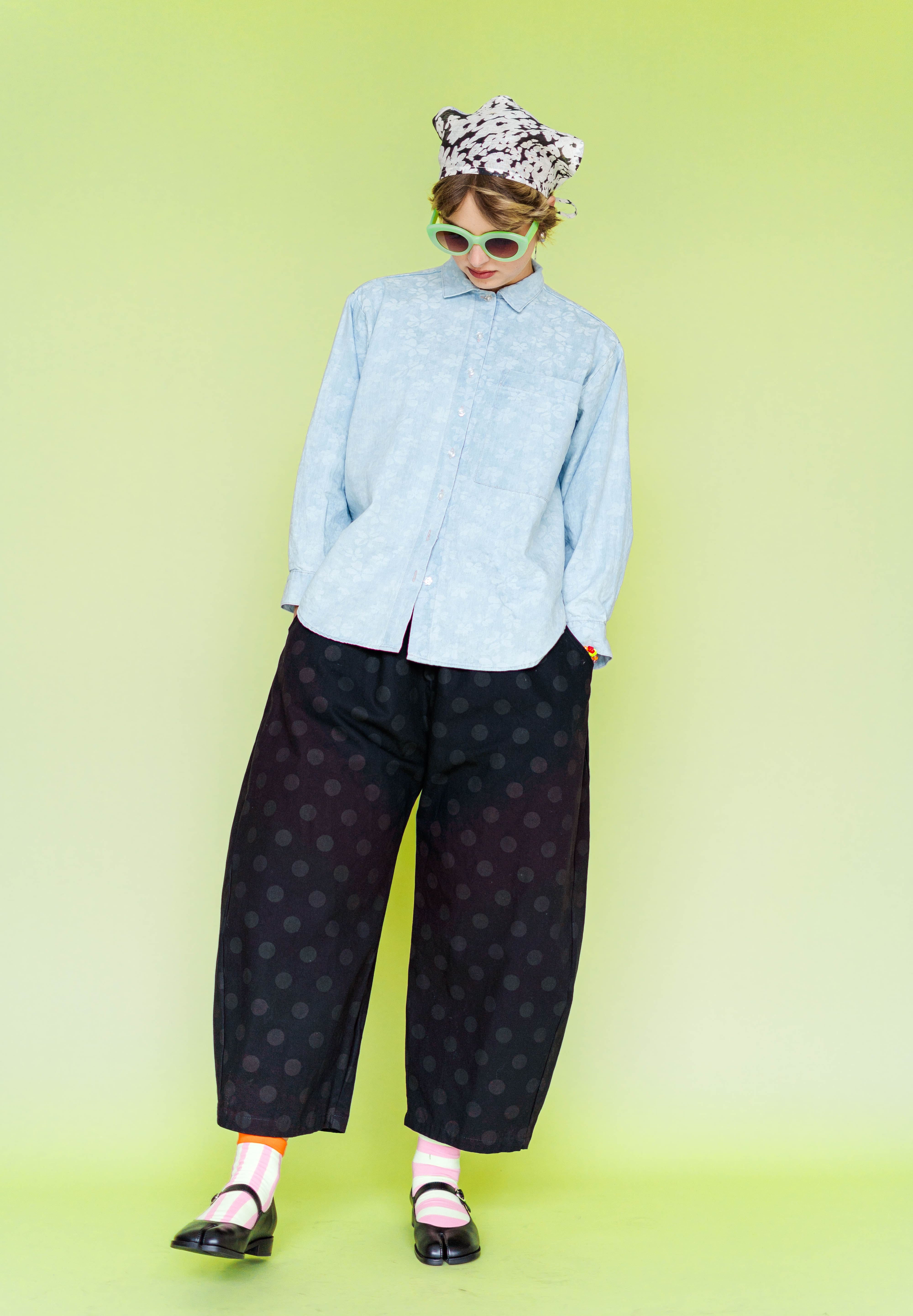 Bleached Floral Chambray SVLS Top