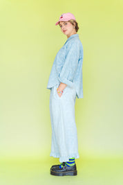 Bleached Floral Chambray SVLS Top