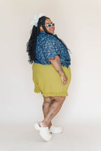 Dark Floral Chambray Boxy Collared Tunic