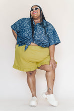 Dark Floral Chambray Boxy Collared Tunic