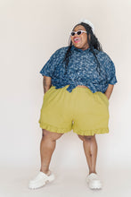 Dark Floral Chambray Boxy Collared Tunic