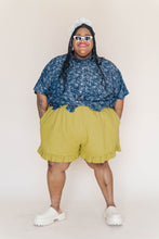 Dark Floral Chambray Boxy Collared Tunic