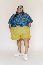 Dark Floral Chambray Boxy Collared Tunic