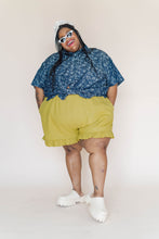 Dark Floral Chambray Boxy Collared Tunic