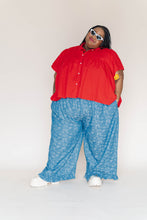 Light Floral Chambray Ruffle Pants