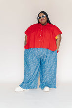 Light Floral Chambray Ruffle Pants