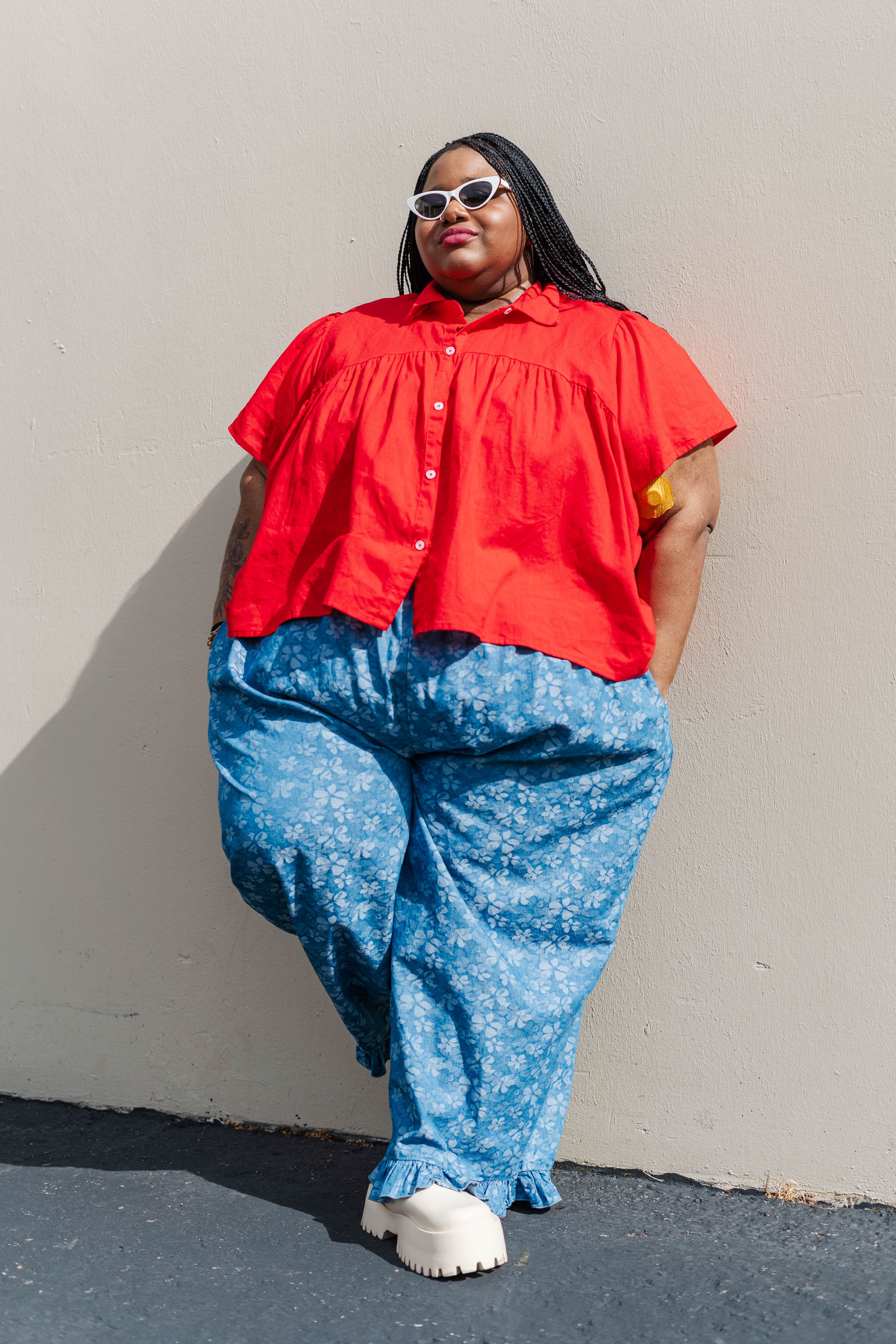 LIGHT FLORAL CHAMBRAY RUFFLE PANT – Nettle Studios