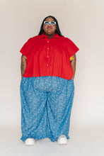 Light Floral Chambray Ruffle Pants