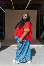 Light Floral Chambray Ruffle Pants