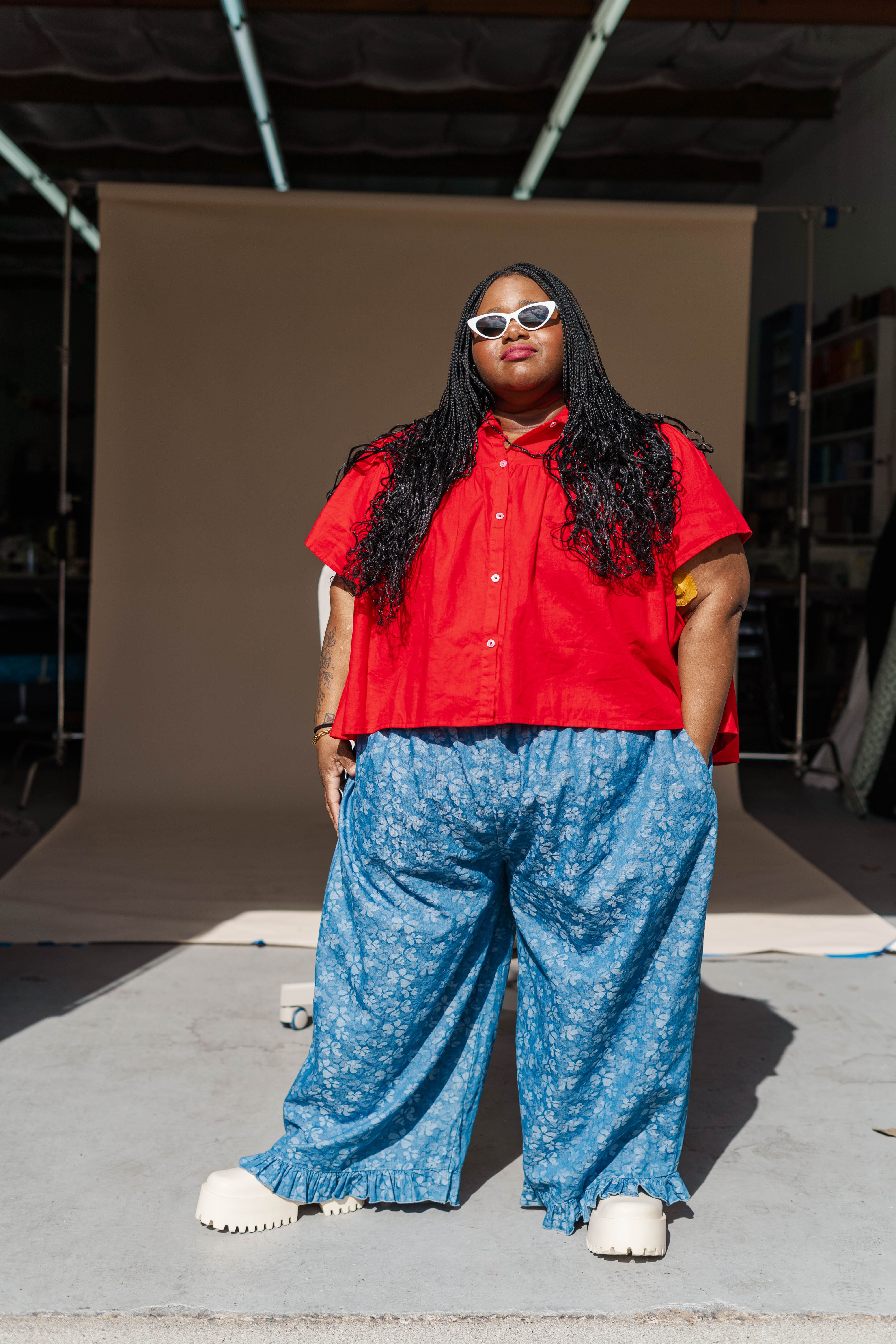 LIGHT FLORAL CHAMBRAY RUFFLE PANT – Nettle Studios