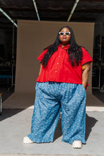 Light Floral Chambray Ruffle Pants