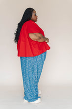 Light Floral Chambray Ruffle Pants