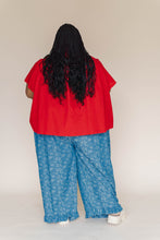 Light Floral Chambray Ruffle Pants