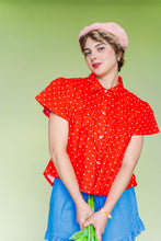 Cherry Polka Dot Button Mushroom Top