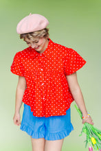 Cherry Polka Dot Button Mushroom Top
