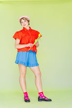 Cherry Polka Dot Button Mushroom Top