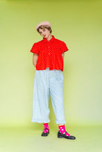 Cherry Polka Dot Button Mushroom Top