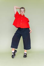 Cherry Polka Dot Button Mushroom Top