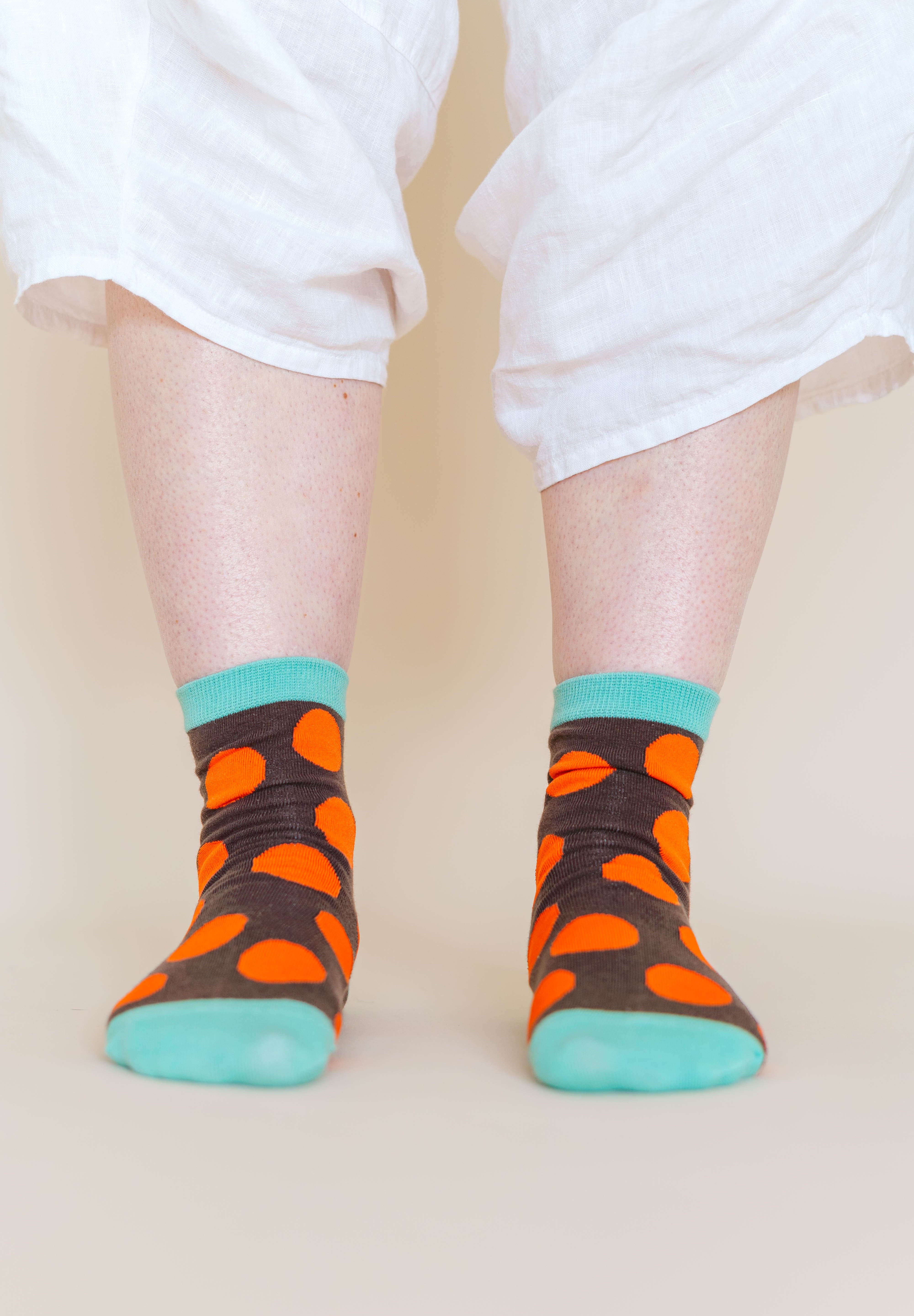 Chocolate Orange Dot Socks