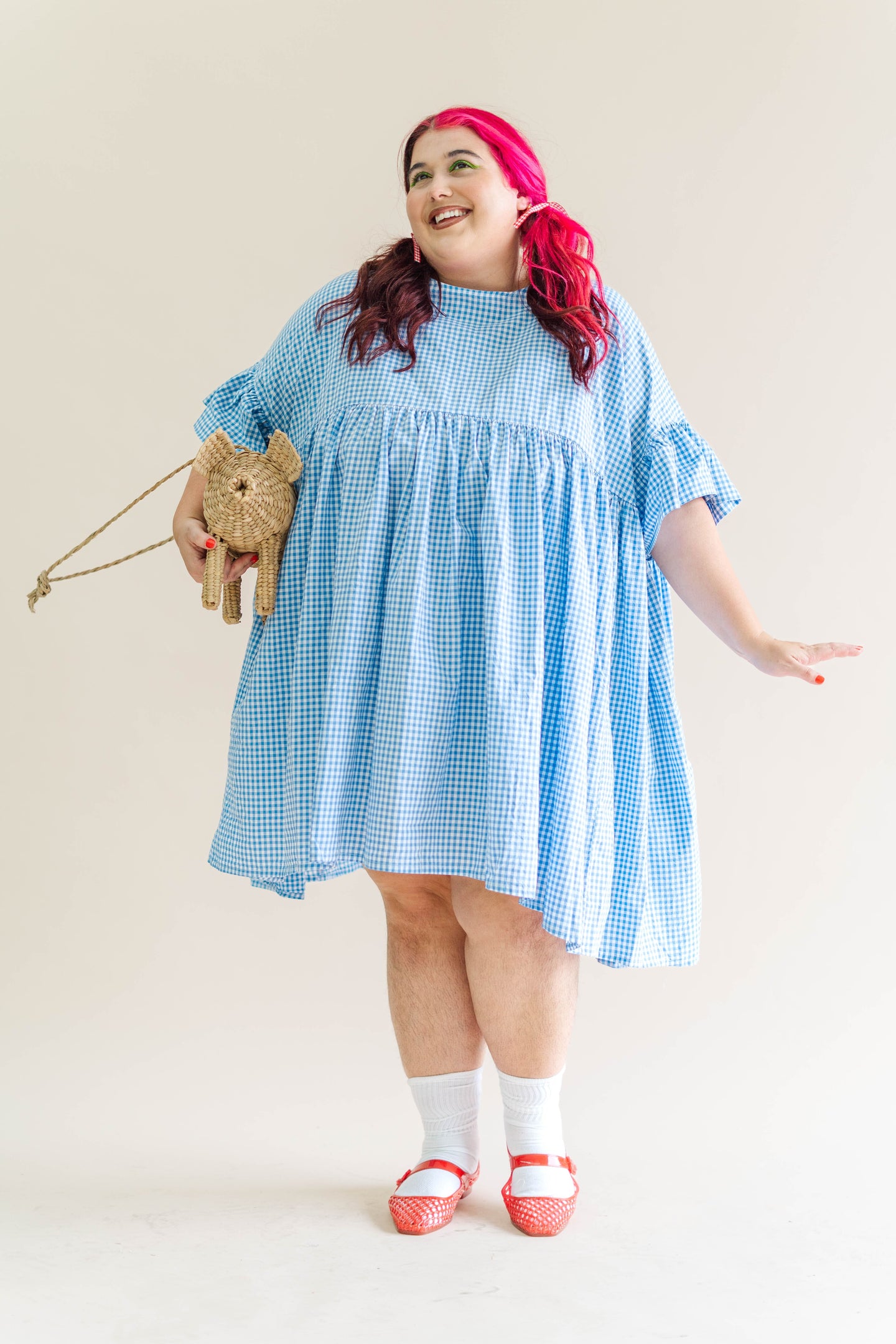 Blue Gingham Mini Mushroom Dress