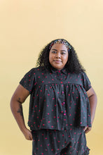 Button Mushroom Top in Black Cherry Cotton (RTS)