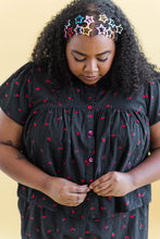 Button Mushroom Top in Black Cherry Cotton (RTS)