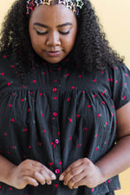 Button Mushroom Top in Black Cherry Cotton (RTS)