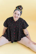 Button Mushroom Top in Black Cherry Cotton (RTS)