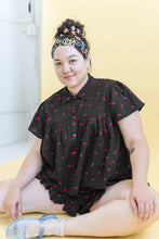 Button Mushroom Top in Black Cherry Cotton (RTS)