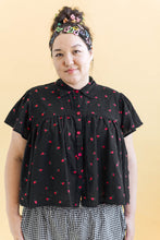 Button Mushroom Top in Black Cherry Cotton (RTS)